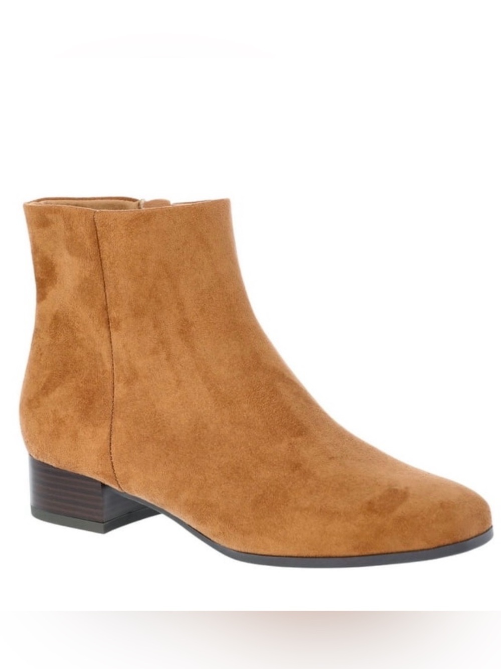 NWT, Time and Tru, Women’s Faux Suede Ankle Boots, Size 11, Color Cognac